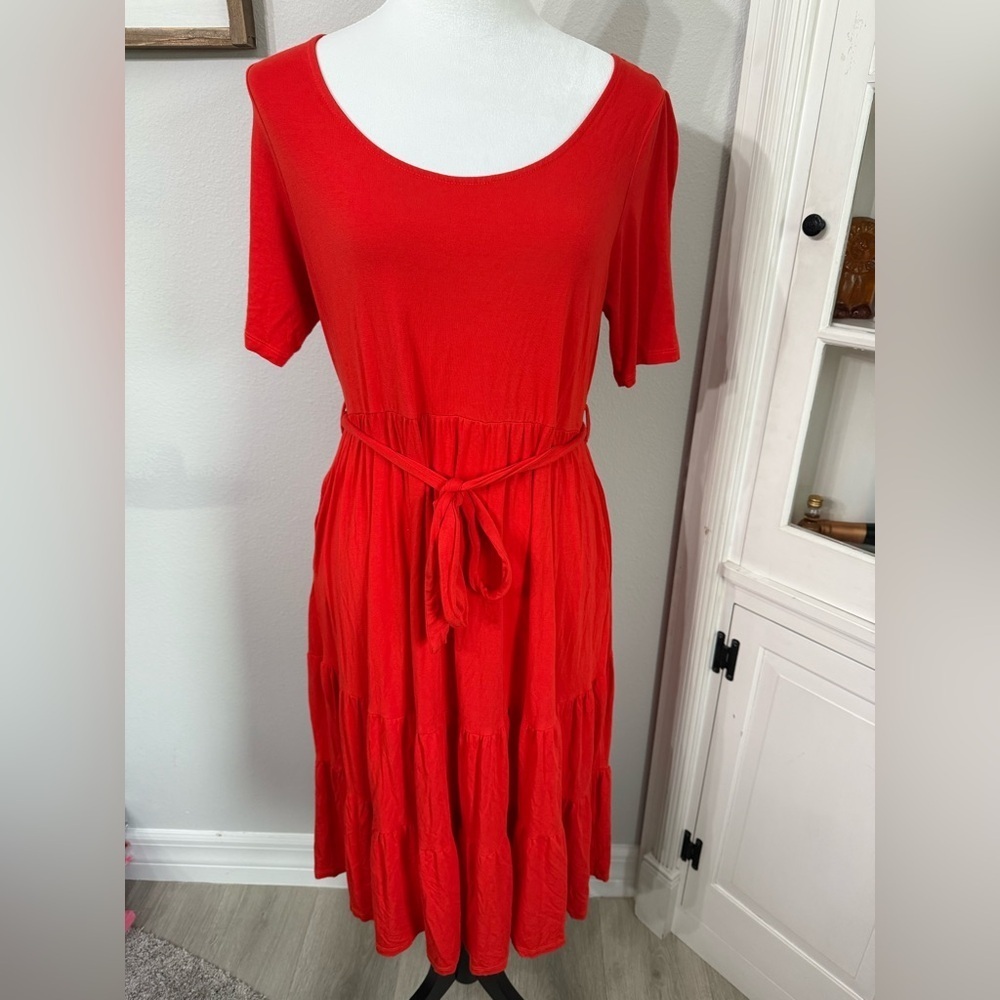 Little Bum Bums - Red Midi Dress with Tie Waist